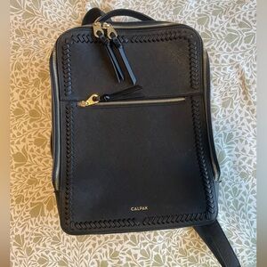Calpak Black Laptop Backpack with Woven Edge Detail